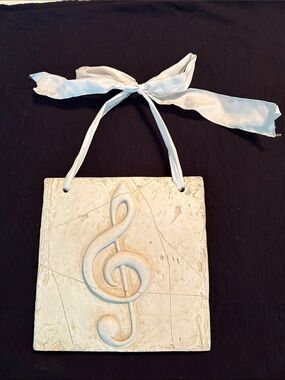 White Musical Treble Clef Wall Plaque by